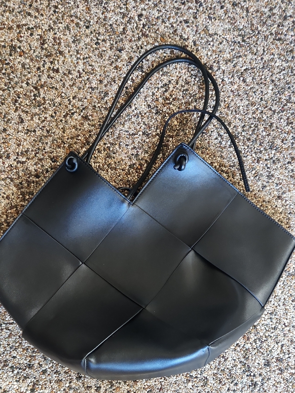 Tiffany &‎ Fred Paris Black Leather Woven Panel Tote Bag